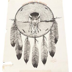 Unity Under the Creation Vintage Cherokee Poster 1976 by Johnny Creed Coe